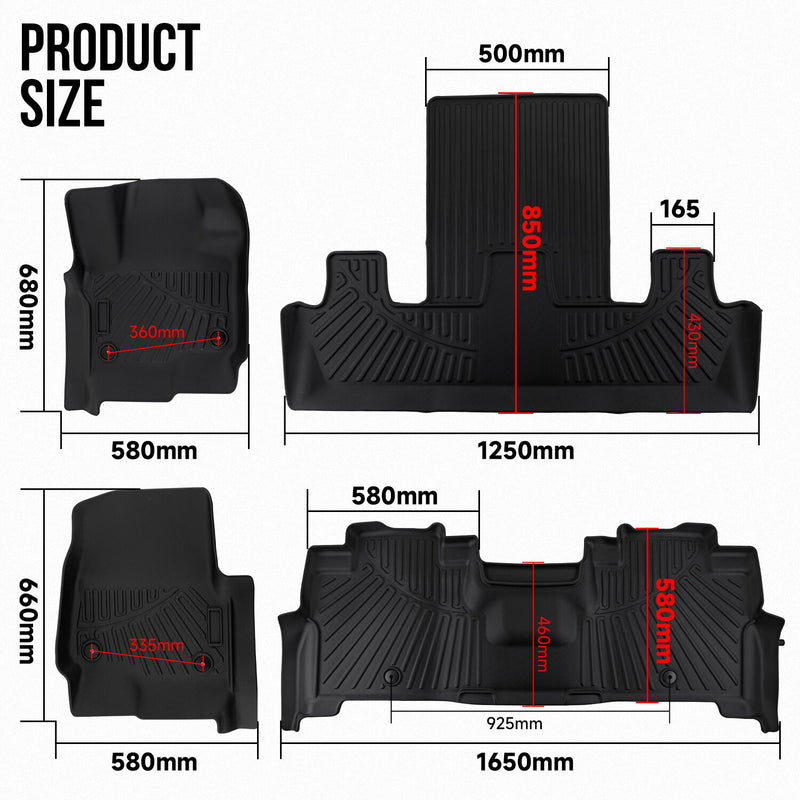 All Weather Floor Mats for Ford Expedition Expedition Max 2018-2025 3 Rows