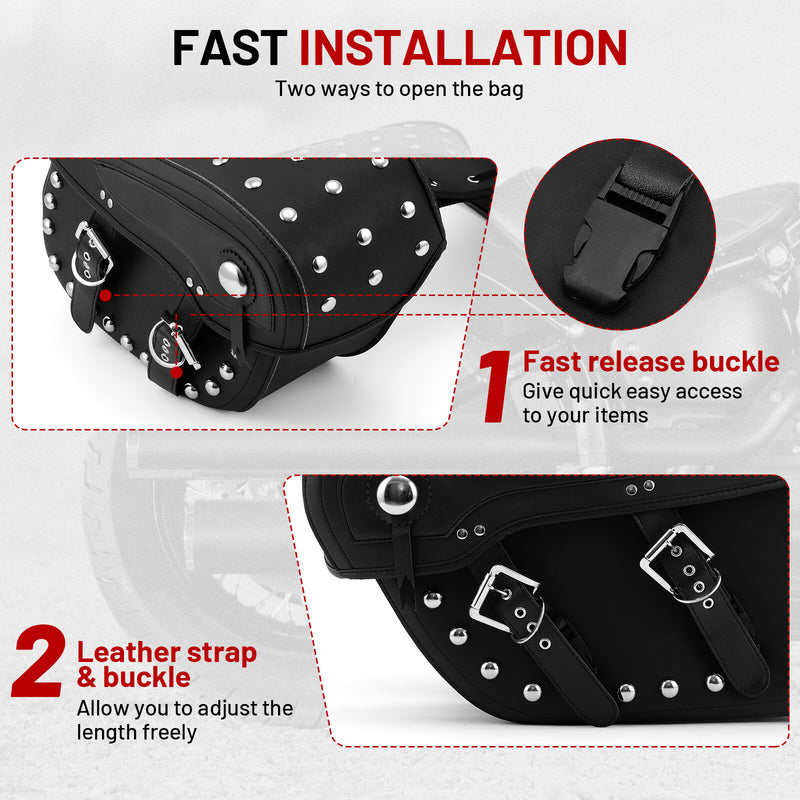 Pair Motorcycle Saddle Bags Side Luggage for Harley Electra Glide Sportster XL