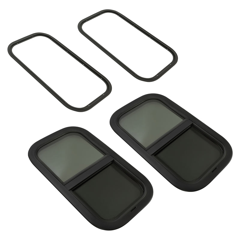 2 Pack 12"L x 22"W Vertical Sliding RV Window Cargo Trailer with Trim Kit