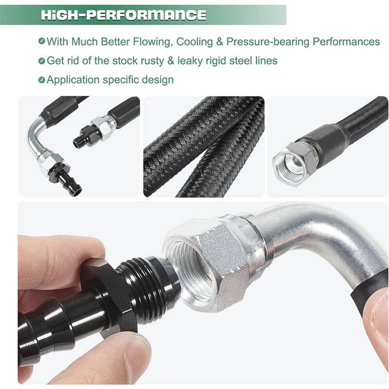 Black Transmission Cooler Hose Line Set for Dodge Ram 2500 3500 5.9L 48RE 03-07