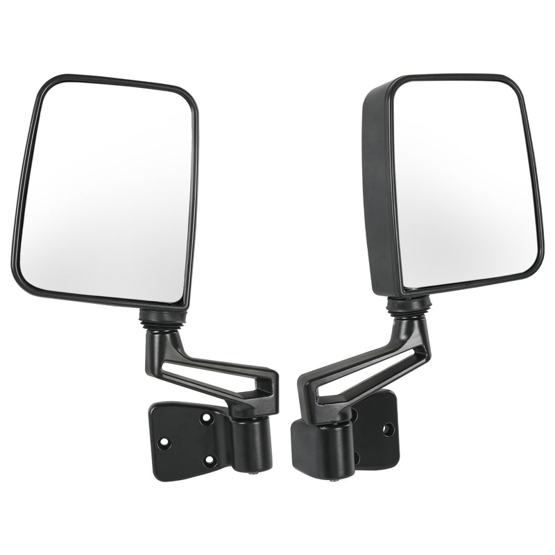 Manual Side View Black Door Mirrors Pair Set for 87-02 Jeep Wrangler