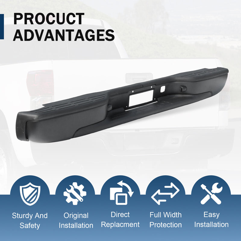 Black Rear Step Bumper for Chevy Silverado GMC Sierra 1500 2500 1999-2007
