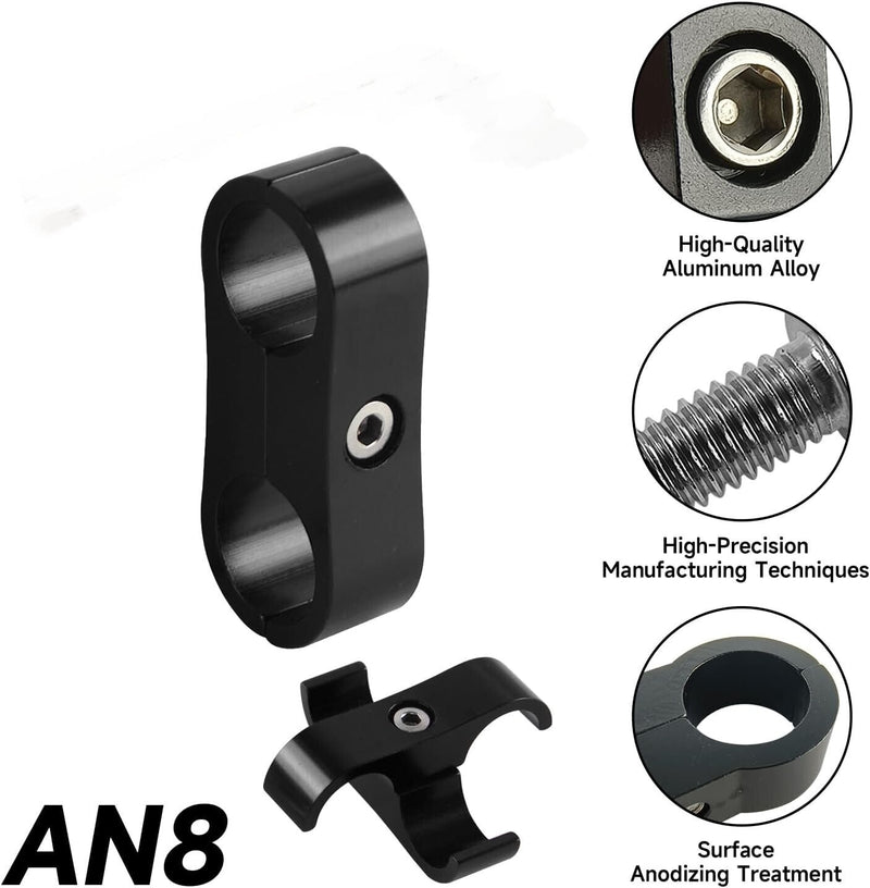 8Pcs 8AN AN8 Hose Separator Clamp Bracket Adapter Kit for Oil Fuel Hose Line
