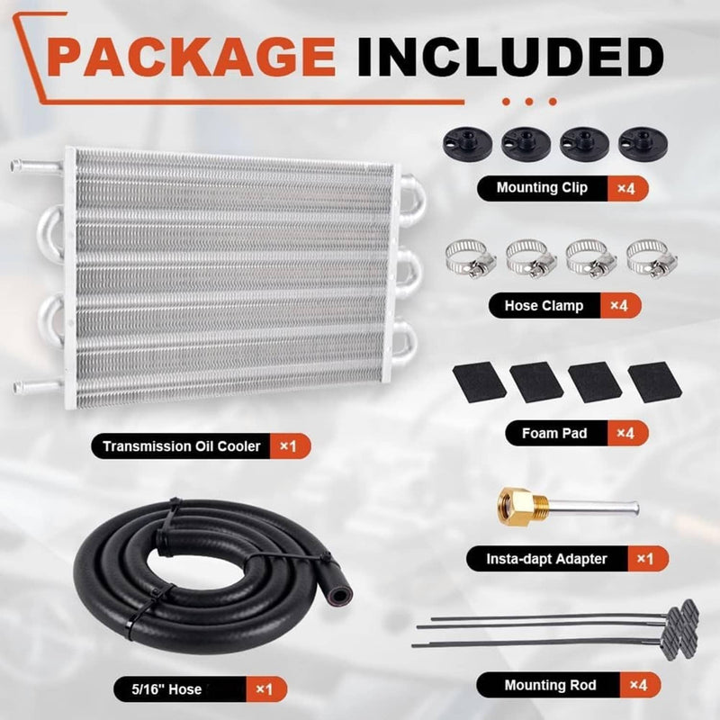 Universal 6 Row Aluminum Remote Transmission Oil Cooler Radiator Converter Kit