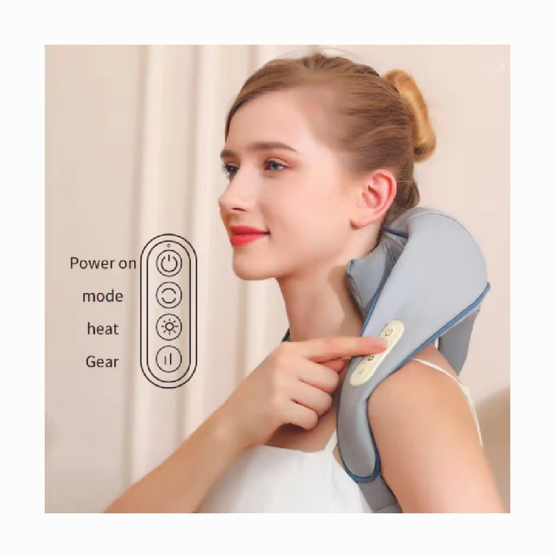 Cordless Neck Massager Heat 6D Shiatsu for Neck Shoulder Deep Tissue Back
