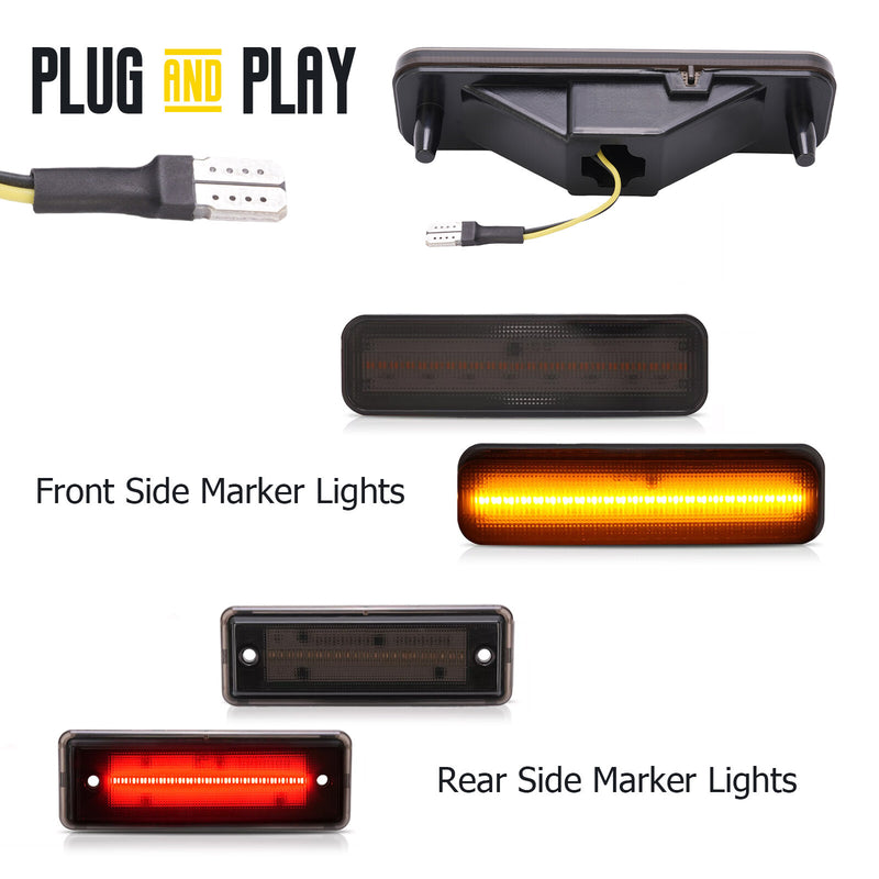 Smoke LED Front & Rear Side Marker Lights for El Camino & Caballero 1978-1987 4x