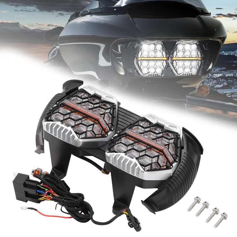 Dual LED Headlight for Harley Road Glide 2015-2024 High/Low Beam DRL Projector
