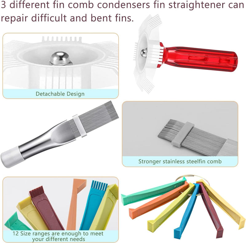 Air Conditioner Fin Cleaner Set Comb Condenser Straightener Cleaning Brush