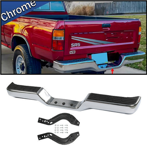 TO1102221 Chrome Rear Step Bumper Face Bar for Toyota Pickup Truck 1989-1995