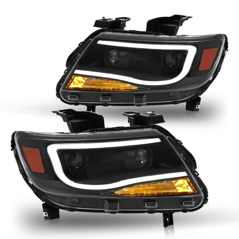 DURAFORCE Black LED DRL Dual Square Projector Headlights for Chevy Colorado 2015-2022