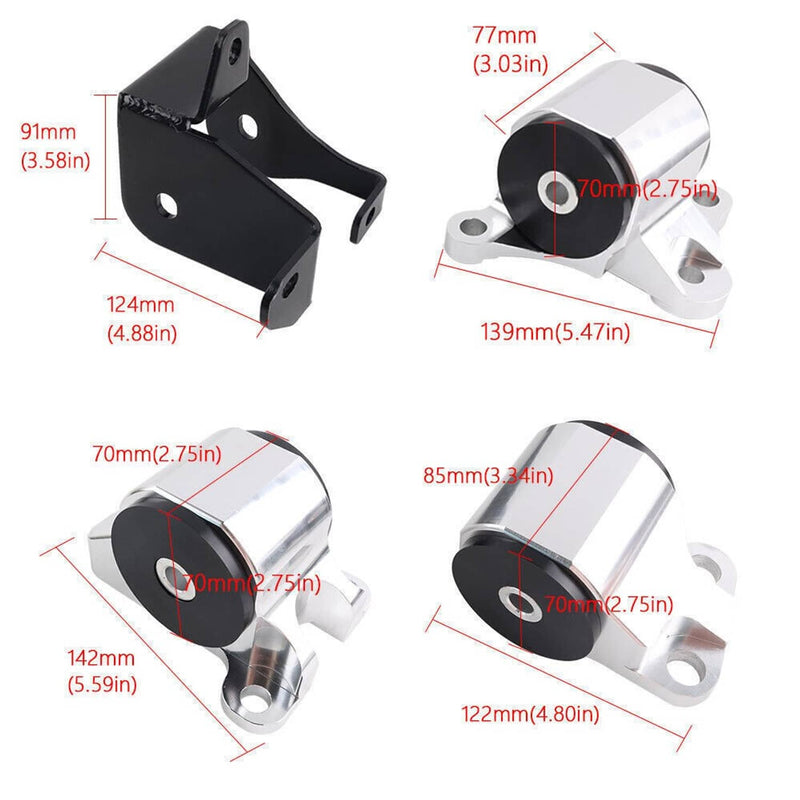2 Bolt Engine Motor Mount Kit for Honda Civic EK B16 B18 B20 B D Series