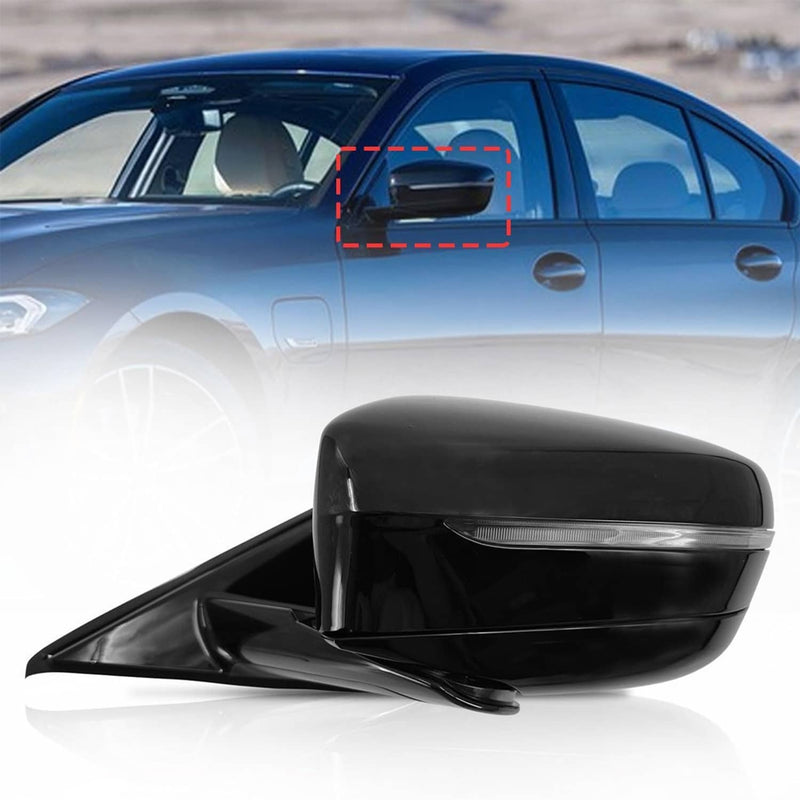Left Driver Side Mirror w Blind Spot Black for BMW 320i 330i 330e 19-23