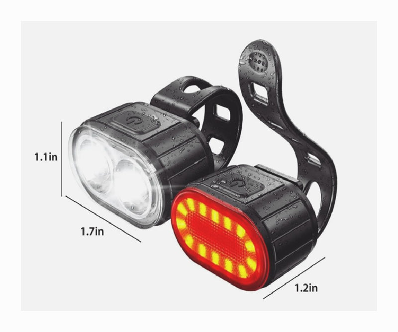 2x USB Rechargeable LED Bicycle Lights Set Headlight Taillight Cycling Light