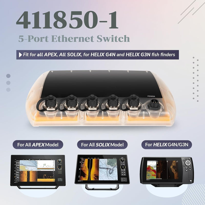 411850-1 5 Port Ethernet Switch for Humminbird AS ETH 5PGL Helix G4N