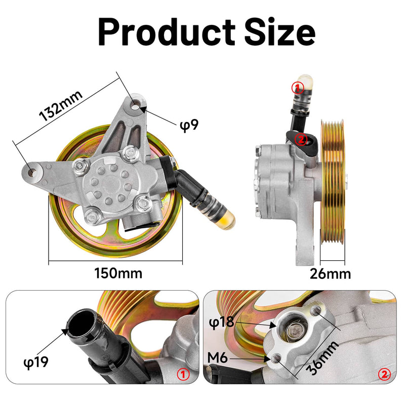 Power Steering Pump w/ Pulley for Acura TL 2004-08 Honda Pilot 2005-08