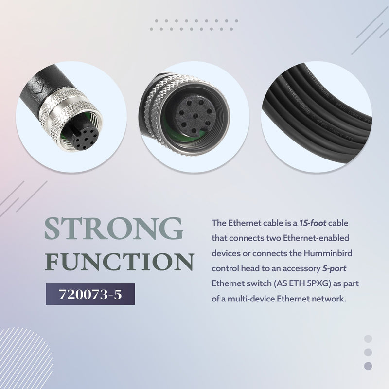 HB 720073-5 15 Foot Ethernet Cable for Humminbird Helix 15 AS EC 15E 15ft