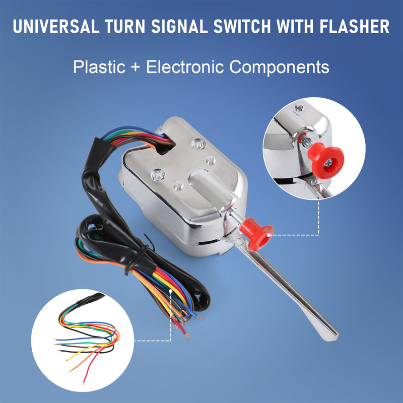 12V Chrome Universal Rat Hot Rod Turn Signal Switch for Ford GM with Flasher