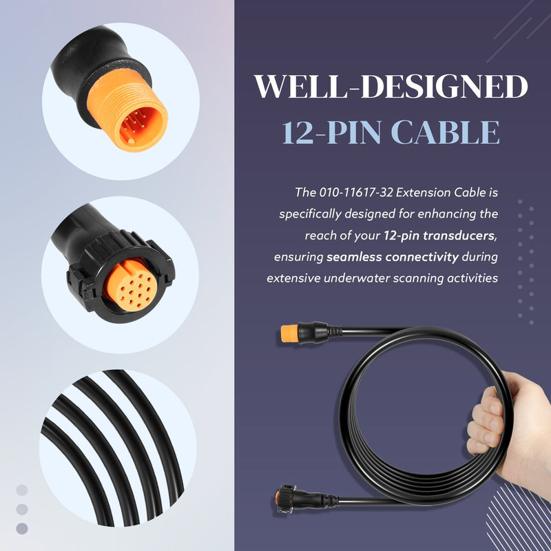 010-11617-32 Transducer Extension Cable 12-Pin 10ft with XID for Garmin