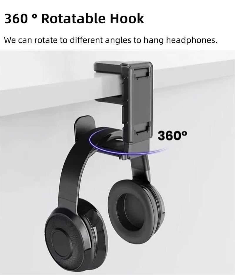 3-in-1 PC Gaming Headphone & Controller Holder Hanger Black