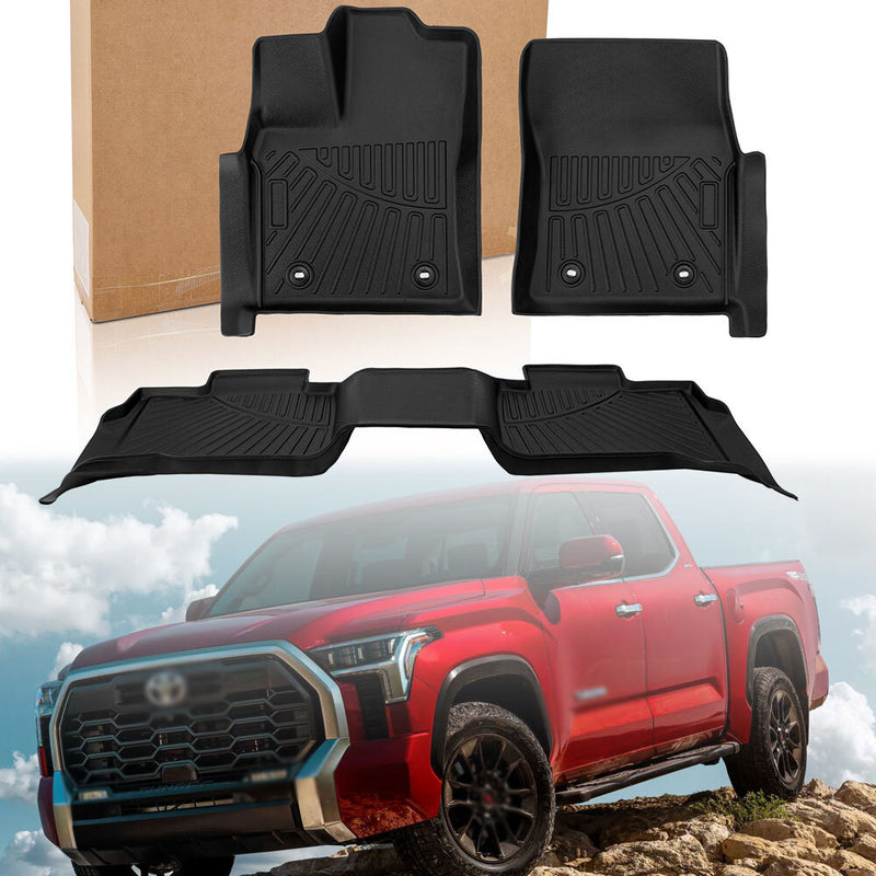 Front Rear Floor Mats Liners for Toyota Tundra Crew Max Cab 2022-2026 TPE Rubber