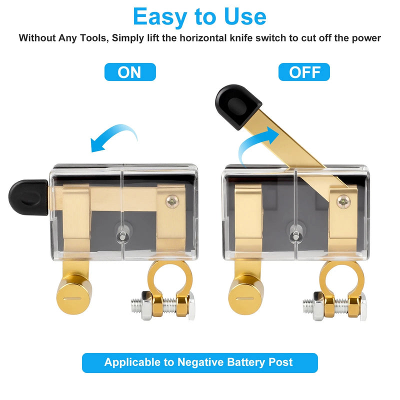 2Pcs 12V 24V Battery Cut Off Disconnect Top Post Switch Isolator Kill for Car RV