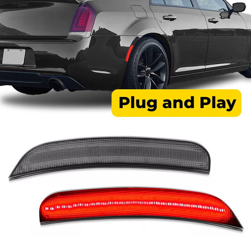 DURAFORCE Rear Red Smoked LED Side Marker Light Lamp for Chrysler 300 300S 300C 15-23 2X