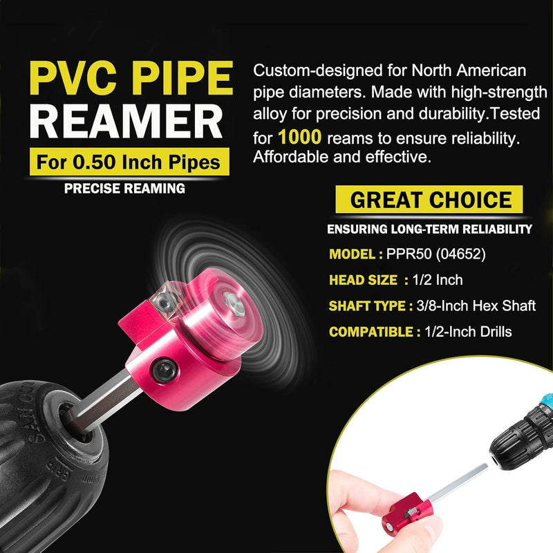 1/2'' PVC Pipe Reamer with 1/4-Inch Hex Shaft for Plastic Pipe Fitting