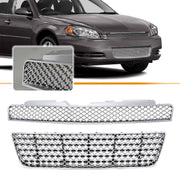 DURAFORCE Chrome Mesh Front Upper Lower Bumper Grille for Chevy Impala Limited 2006-2016