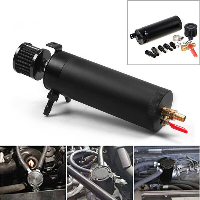 750ML Oil Catch Can Kit Baffled Reservoir Tank Oil Separator Universal