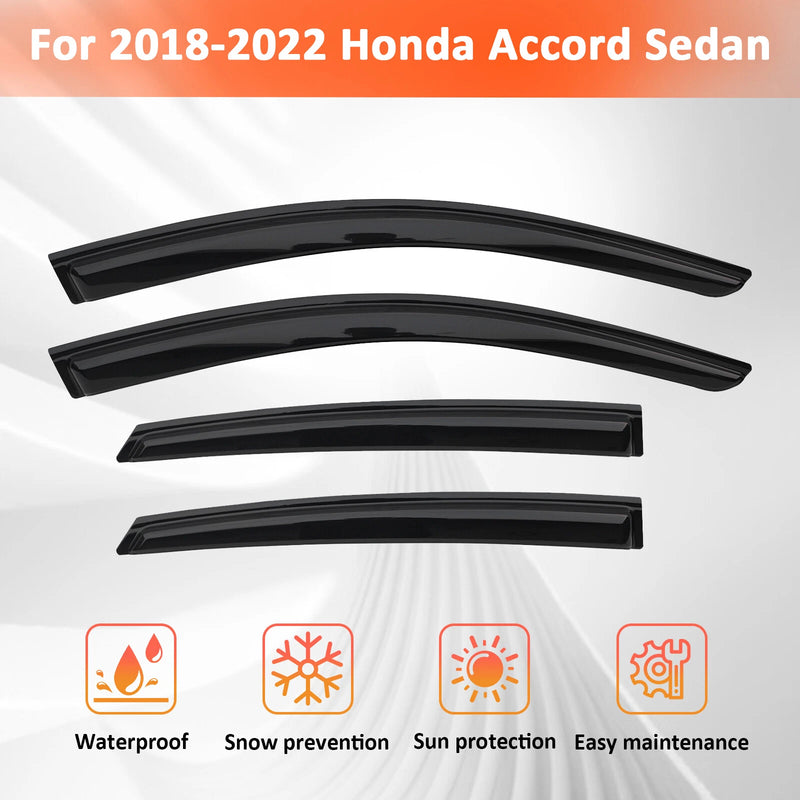 DURAFORCE For 2018-2022 Honda Accord Sedan 4-Door Window Visor Vent Rain Guards Deflector