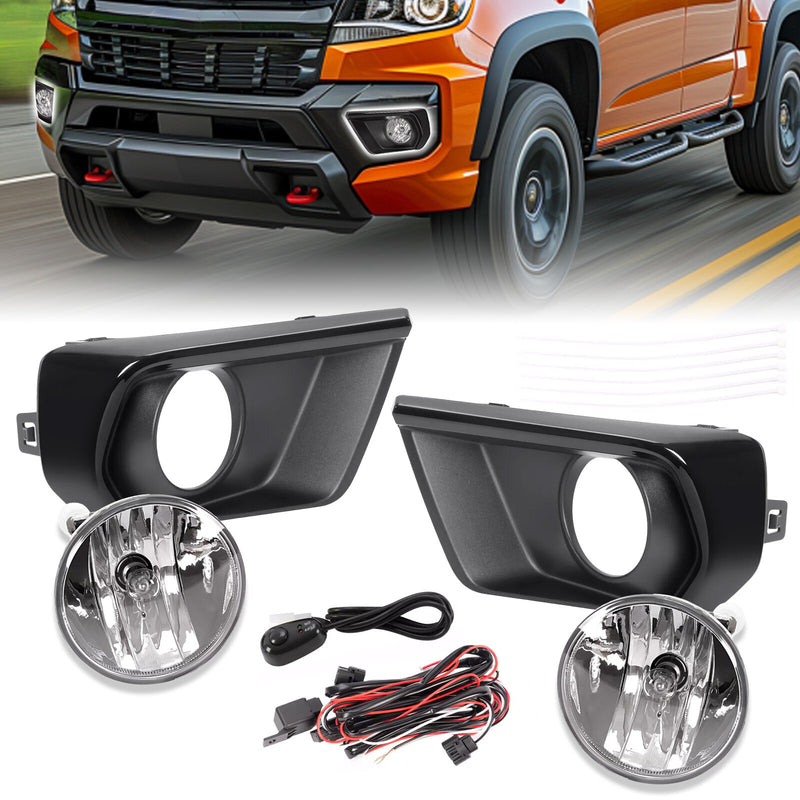 Clear Fog Light for Chevy Colorado 2021-2022 With Bezel Relay Switch Bulb Pair