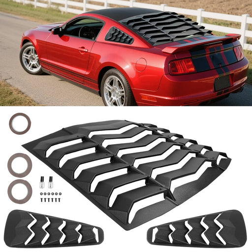 DURAFORCE Rear Side Window Louvers for Ford Mustang GT 2005-2014 Windshield Cover
