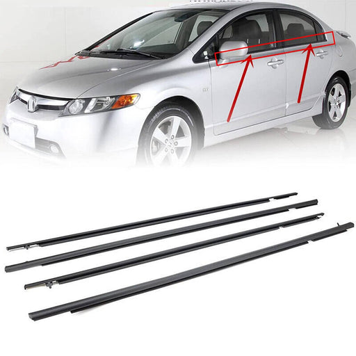 DURAFORCE 4Pcs Car Window Moulding Trim Weatherstrip Seal for Honda Civic Sedan 06-11