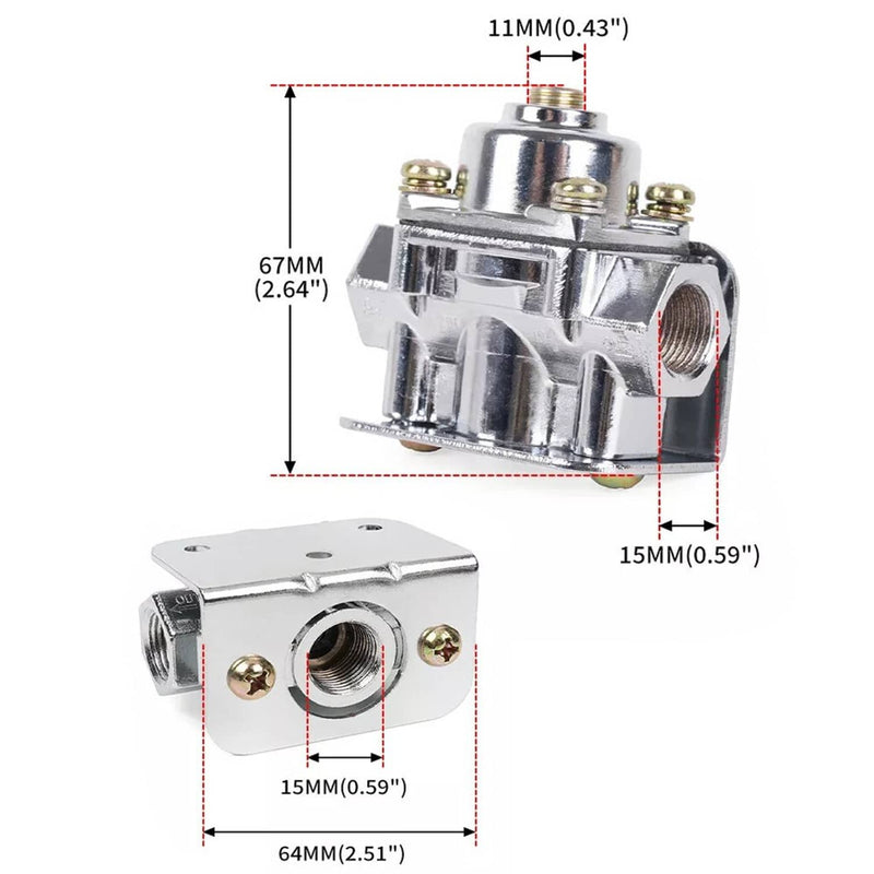 12-803 Fuel Pressure Regulator Carburetor Chrome for Holley 2 Port 4.5-9 PSI