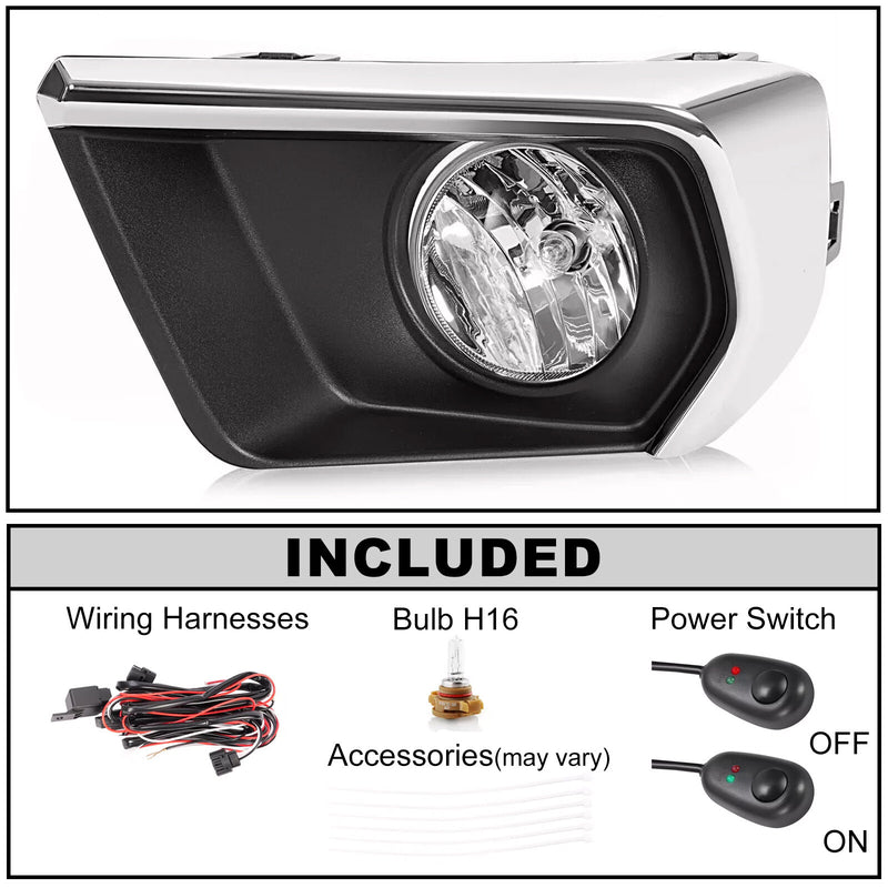 Clear Fog Lights with Chrome Bezel Wires Switch for Chevrolet Colorado 2021-2022