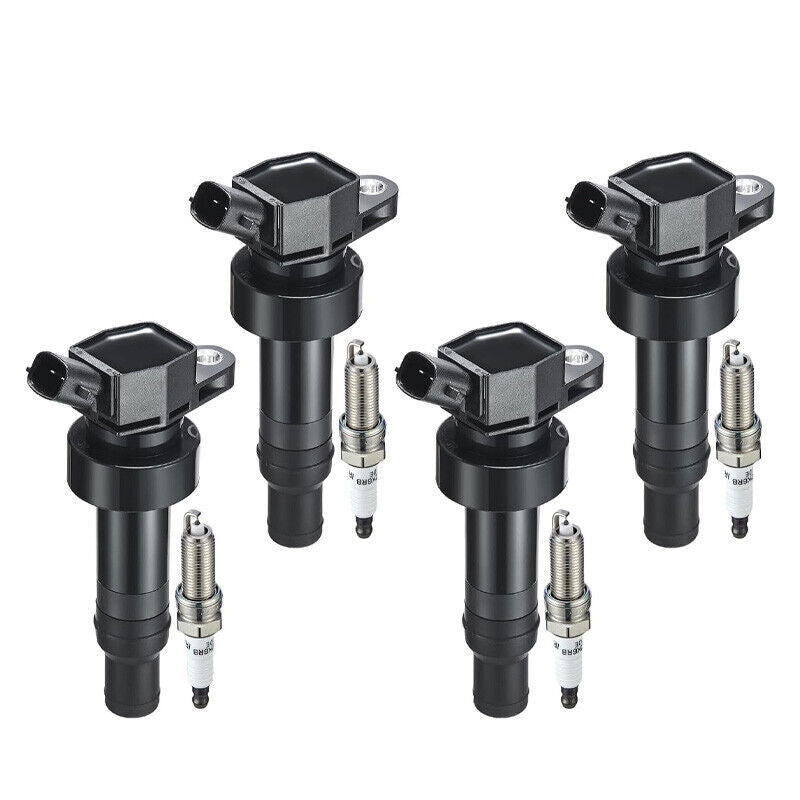 4X Spark Plug 4X Ignition Coil for Kia Rio Soul Hyundai UF652