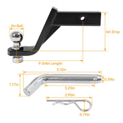 DURAFORCE Trailer Hitch Ball Mount With 2" Ball And Pin Fits 2" Receiver 7500 Lbs 6" Drop