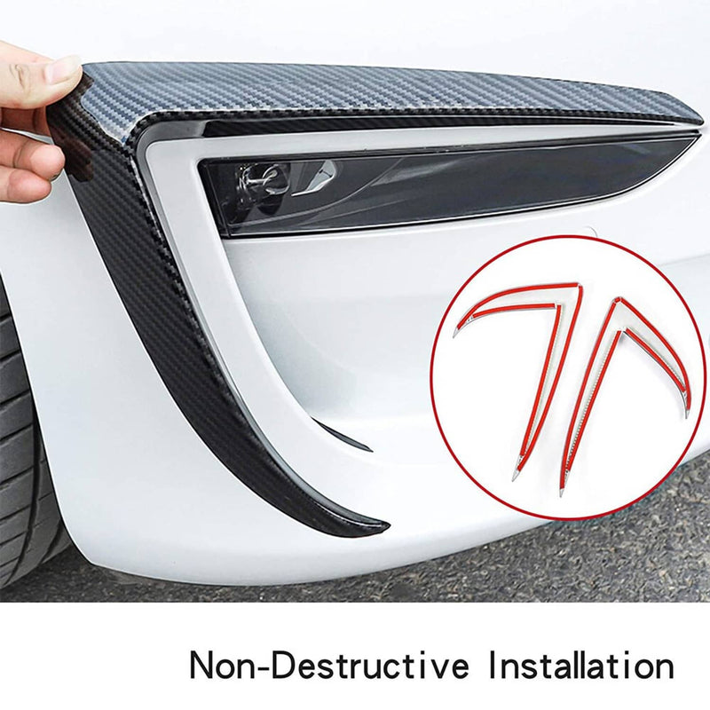 Front Fog Light Eyebrow Cover Trim Carbon Fiber Style for Tesla Model 3 2017+ U8