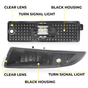 DURAFORCE Black Side Marker Turn Signal Light Bumper Lamp for Chevy Camaro 1993-2002 4PCS