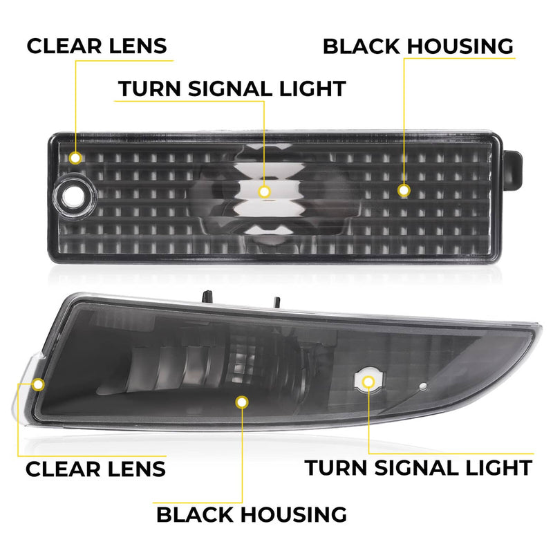 DURAFORCE Black Side Marker Turn Signal Light Bumper Lamp for Chevy Camaro 1993-2002 4PCS