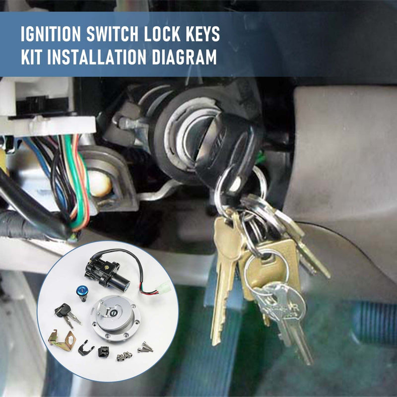 Ignition Switch Lock Fuel Gas Cap Cover Set for Honda CBR250R W/ Keys