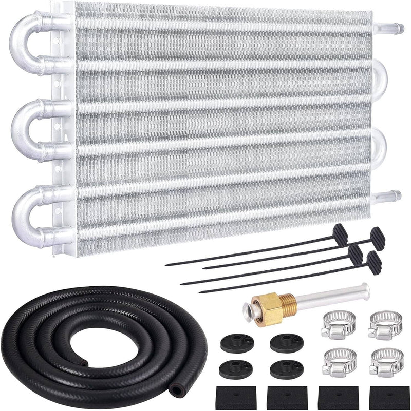 Universal 6 Row Aluminum Remote Transmission Oil Cooler Radiator Converter Kit