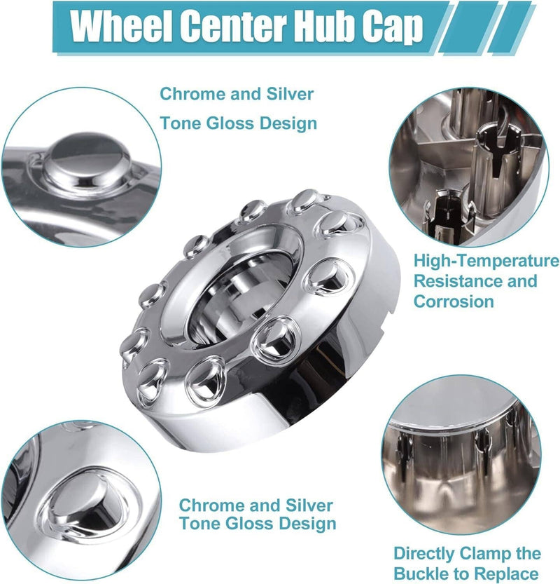 Silver Wheel Center Hub Caps Dually 10 Lug for 05-17 Ford F450 F550 Super Duty