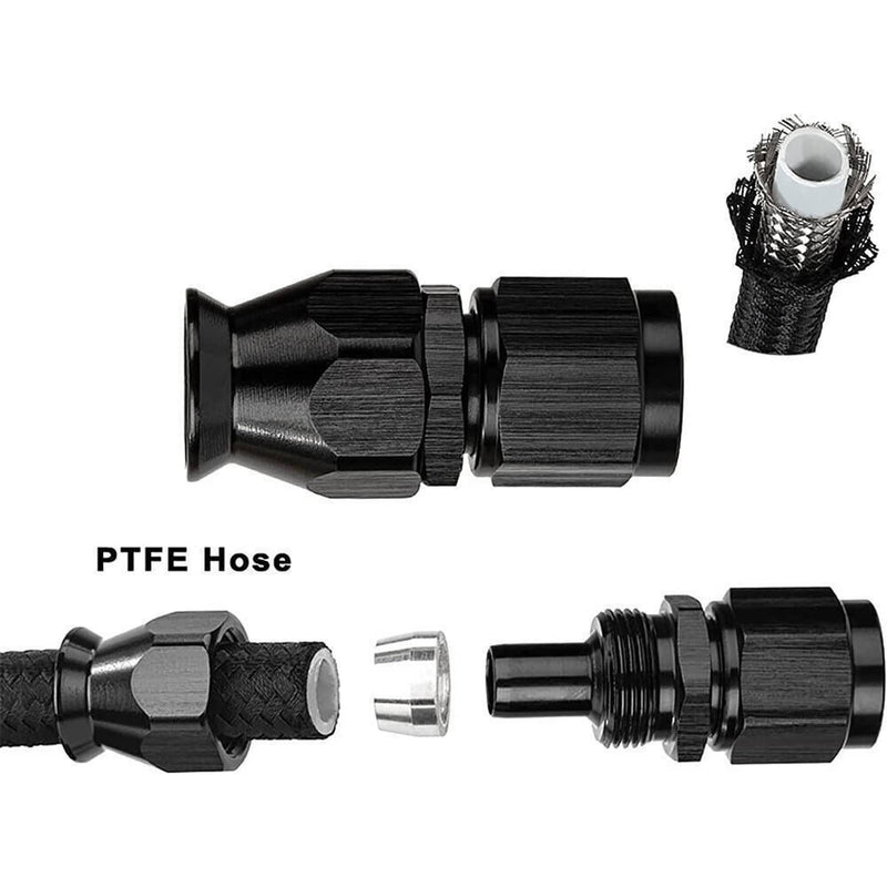 6AN 20FT PTFE E85 Fuel Line Fitting Kit LS Swap EFI Nylon Braided 3/8