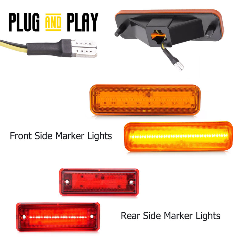 Amber/Red LED Side Marker Parking Lights Set for El Camino & Caballero 78-87