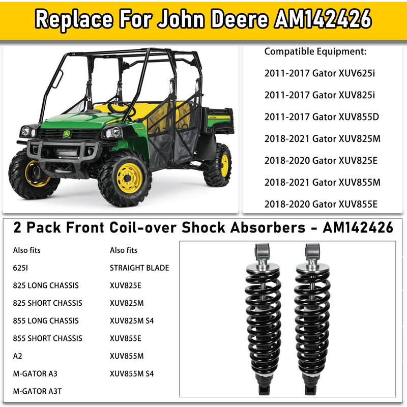 Front Coil-Over Shocks for John Deere Gator XUV625i 825i 855D 825M 2 Pieces
