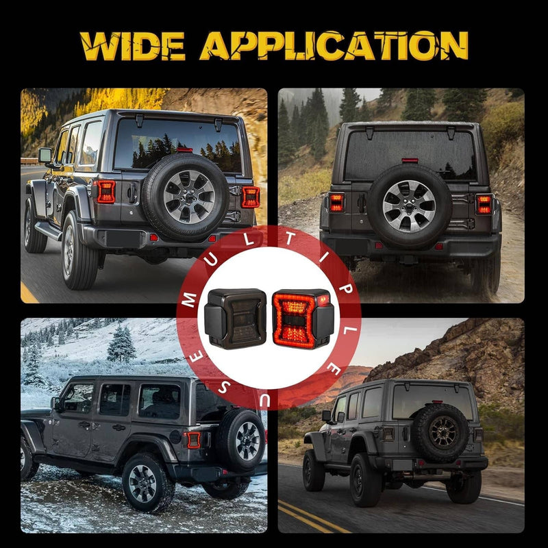 LED Tail Lights Pair for Jeep Wrangler JK JKU 07-18 Rear Brake Turn Signal Lamps
