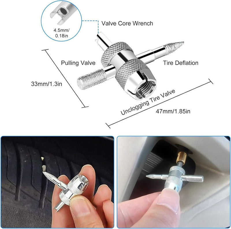 Tire Valve Stem Core Remover Installer Replacement Tool Kit for TR413 Valve Core