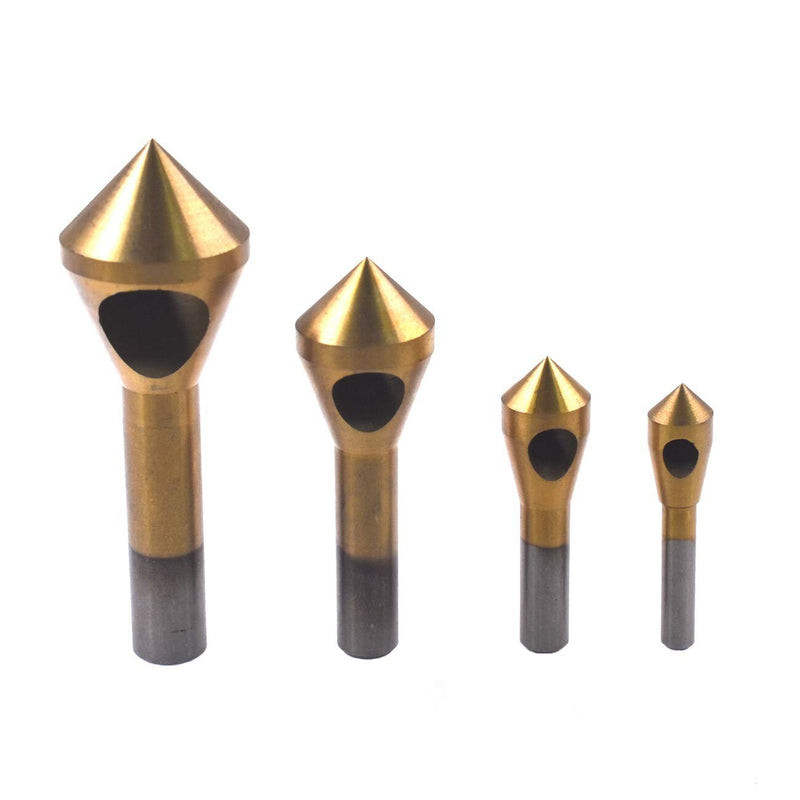 4X HSS Hole Chamfering Tool Countersink Deburring Drill Bits Titanium Coated