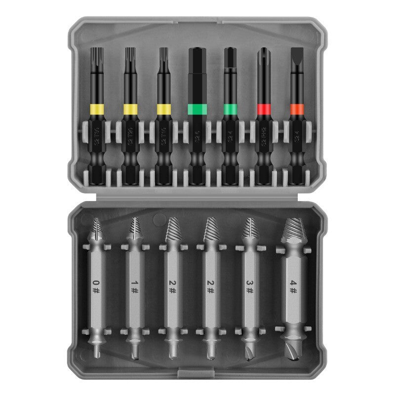13PCS Screw Extractor Set Broken Bolt Remover S2 Steel Tool Kit for High Quality